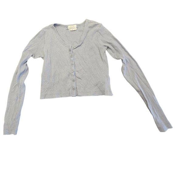 Urban nation baby t ribbed small blue long sleeve crop Y2k 100%cotton - Picture 1 of 9